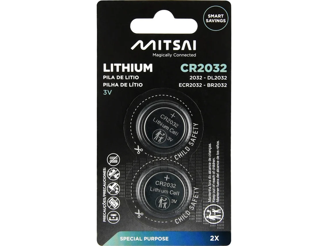 Pilhas Lítio MITSAI CR2032 (2 Unidades)