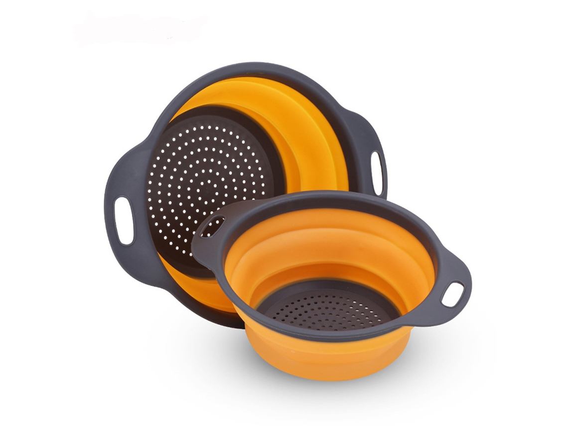 Cesto de Silicone para Escorrer Frutas e Vegetais, Dobrável, para Purificação de Água na Cozinha. MDUG (laranja G)