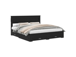 Estrutura da Cama com Cabeceira Carvalho Preto 180x200 cm MAISON EXCLUSIVE