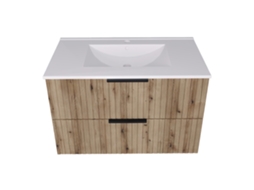 Móvel Banheiro Com Pia Veppenssan Com 2 Gavetas 81x47x52 Cm Carvalho [EN.CASA]