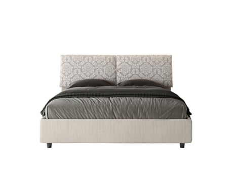 Cama de Casal Queen Size com Arrumação Estofada MadosITYHOME (160 x 210 cm - Paneles de Melamina y tejido)