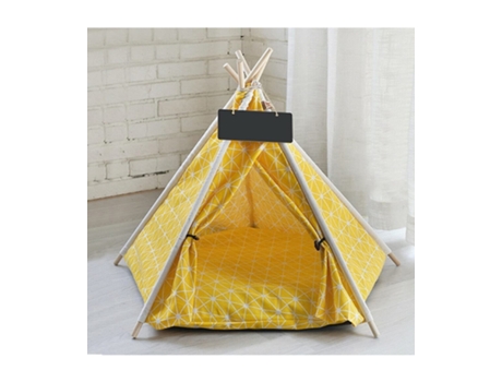 Almofada Tipo Tenda Dobrável Amarela Grande para Animais de Estimação, Gato ou Cão 50X50X70Cm TRADE SHOP TRAESIO