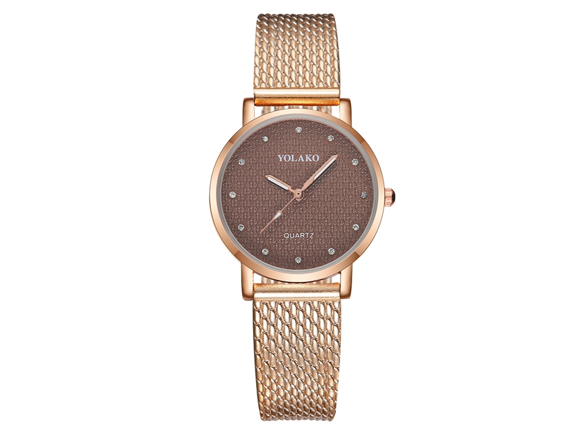 Yolako Relógio de Pulso Feminino Quartzo com Pulseira de Plástico Café