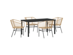 Conjunto 5 De Jantar De Jardim Vidaxl Marrom Rattan Sintético