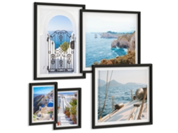 Conjunto De Pinturas Paisagens Da Grécia Mar Arquitetura Espelharte (5 Peças)