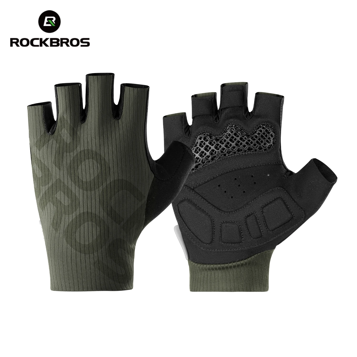 (verde, Tamanho M) Ciclismo Luvas De Meio Dedo, Leve E Alta Elasticidade Respirável, Absorção De Choque, Sbr Palma Pad