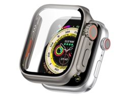 Apple Watch Series 9/8/7 Filme temperado de 45 mm + capa protetora de relógio integrada para peça (aço titânio)