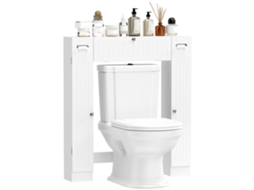 Móvel Para Banheiro Com 2 Armários, Gaveta Deslizante, Porta-papel Higiênico E Prateleiras Ajustáveis, Branco