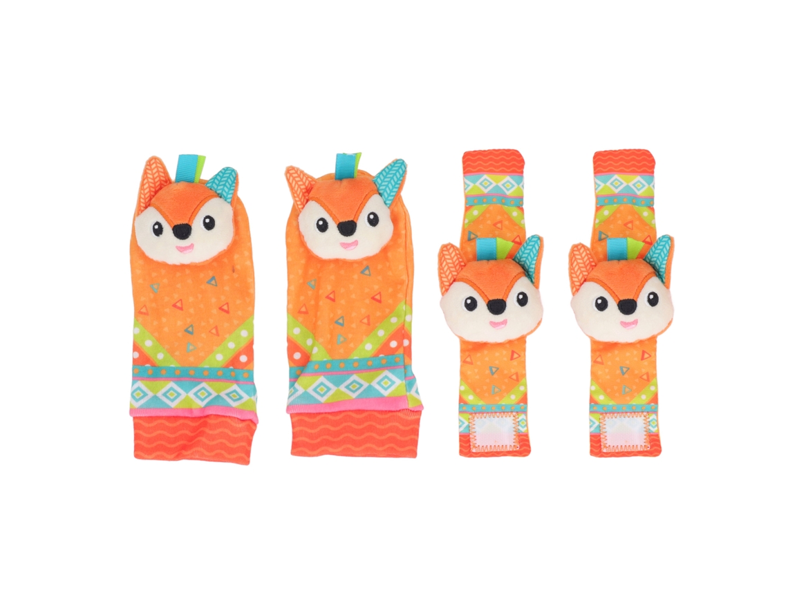 Primerox conjunto de Pulseiras e Meias com Chocalhas para Bebê 0 6 Meses Brinquedo Educativo Suave