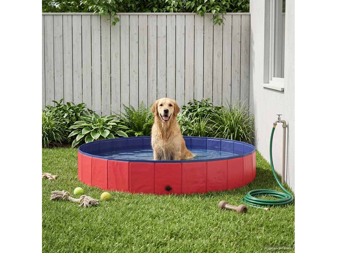 Vidaxl Piscina Para Cachorros Vermelho Ø200 X 30 Cm Pvc Grosso