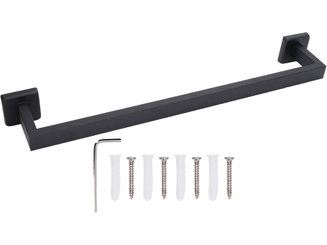 Suporte Para Toalha De Mão Em Aço Inoxidável Preto, Com Fixação Na Parede, Para Banheiro, Com Acessórios De Instalação