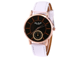 Relógio de pulso de quartzo elegante com pulseira de couro, ideal para estudantes. Presente perfeito para homens, mulheres, meninos e meninas. Cor branca.