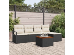 Vidaxl Conjunto De Sofá De Jardim 6 Unid. Preto Vime Pe