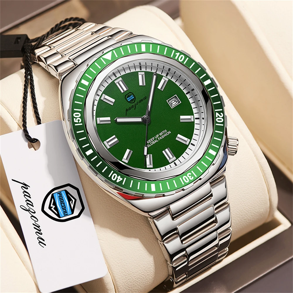 Relógio Clássico À Prova D'água (verde Prateado) Com Design Criativo De Calendário.