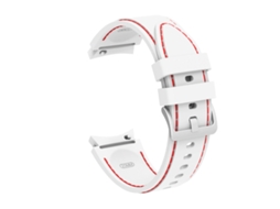 Bracelete para Samsung Galaxy Watch 4 / Watch 4 Classic Silicone com Costura Branco Vermelho XIAOMOYU