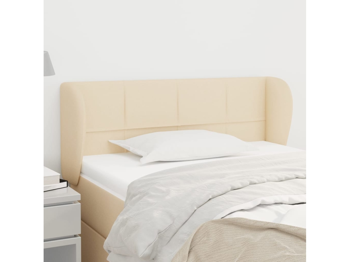 Vidaxl Cabeceira De Cama C/ Abas Tecido 103x23x78/88 Cm Creme