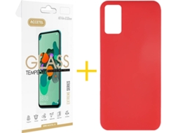 Kit Capa e Película Samsung Galaxy A71 4G ACCETEL Silicone Líquido (Vermelho)