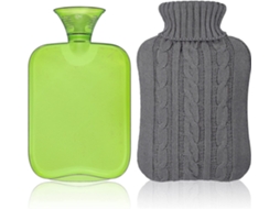 Bolsa De Água Quente De Borracha Com Capa De Malha, Bolsa De Água Quente Transparente 2 Litros Verde AQUAFORGE