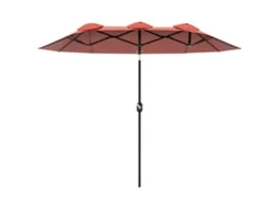 Ombrellone doppio da giardino 295x152x222 cm con inclinazione a 45° e manovella manuale per terrazza balcone piscina rosso ZENCORE SERVICES