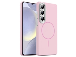 Capa Para Samsung Galaxy S24 Plus 5g Fina Circular Magsafe À Prova De Choque Dourada Em Policarbonato Rosa