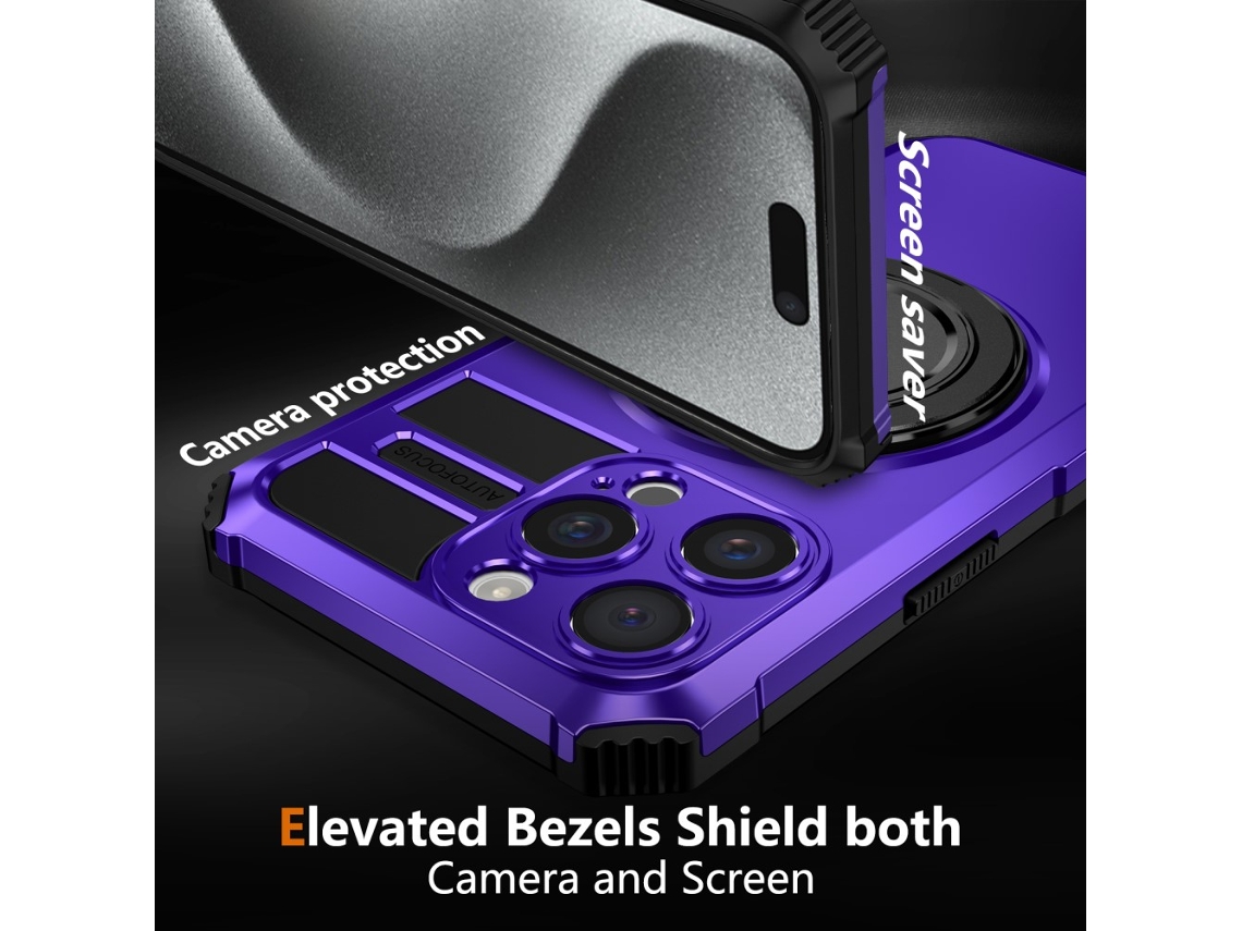 Suporte Casa Quedas Magsafe Para Iphone 14 Pro Max Pele Sintética Roxo