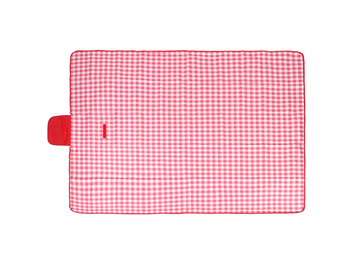 Manta de piquenique à prova d'água e umidade com padrão de quadriculado branco e vermelho 195x200cm S/MARCA