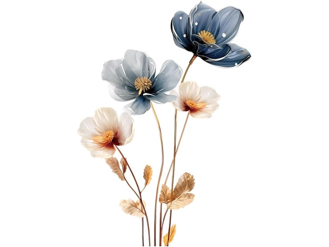 Adesivos De Parede Muraux Fleurs Com Flores Para Decoração De Sala De Estar E Quarto (cor 01)