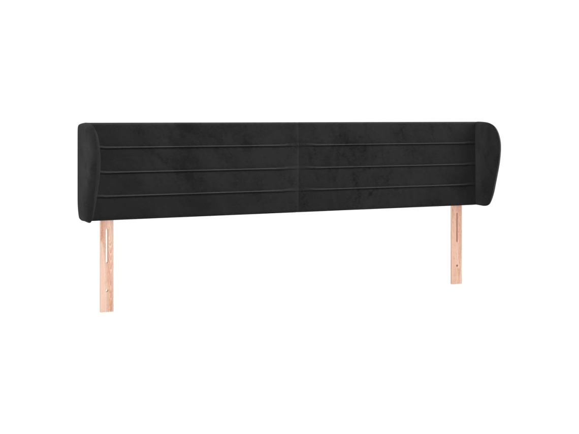 Cabeceira de Cama C/ Abas Veludo Preto MAISON EXCLUSIVE (183x23x78 cm)