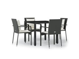 Garden Dining Set, Garden Dining Sets Vidaxl Preto Rattan / Vime (mesa Com 90 Cm De Comprimento)