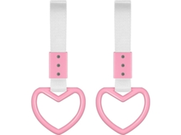 2 Cintas Corazón Para Mango De Coche Con Cordón Plata Rosa, Colgantes Decorativos Para Interiores Y Exteriores De Vehículos