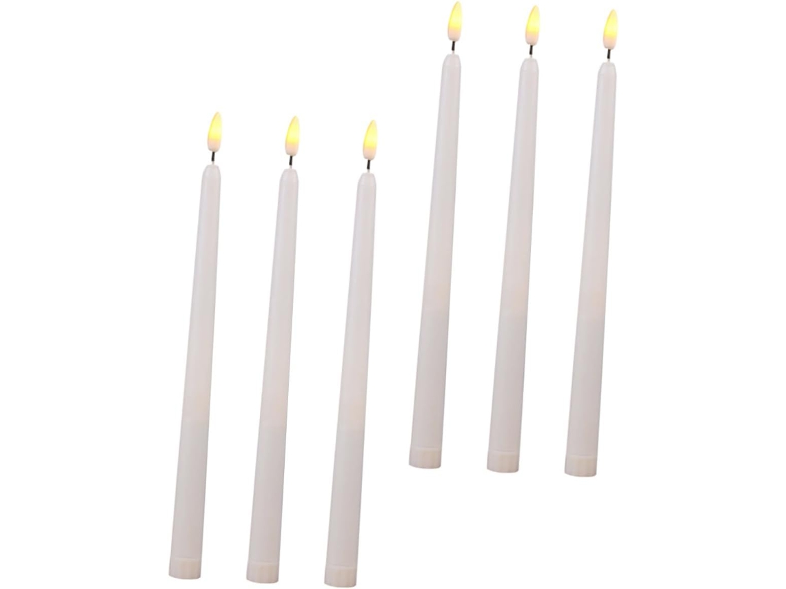 Conjunto de 6 Velas Decorativas de Led Sem Chama, Alimentadas por Bateria, para Uso em Janelas Internas e Externas. SFUSHOS