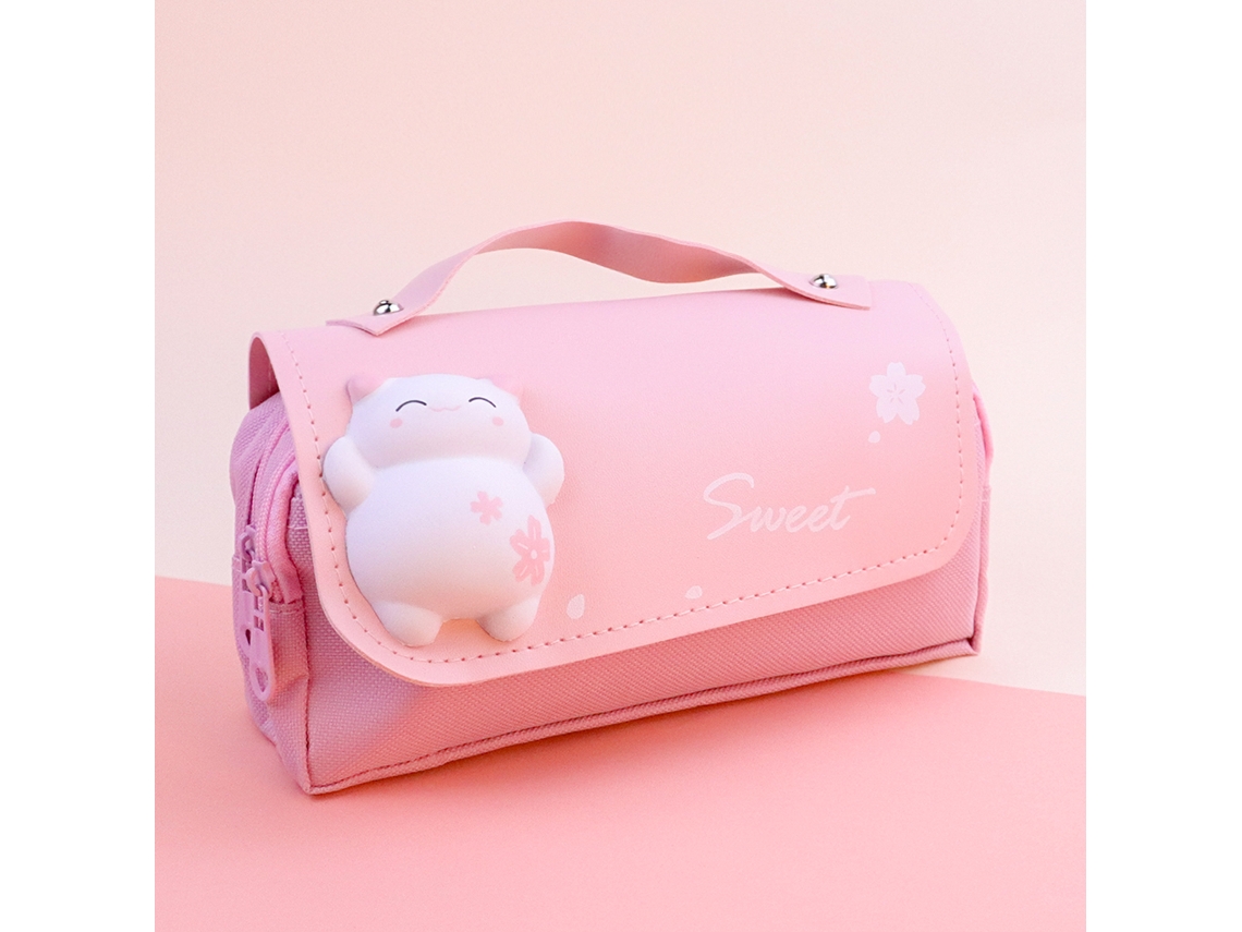 Estojo de Lápis Grande e Fofo, Porta canetas Criativo em Estilo Coreano, Material Escolar para Meninas MDUG (estilo Rosa 2)