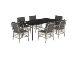 Garden Dining Set, Garden Dining Sets Vidaxl Cinzeto Rattan / Vime (mesa Com 200 Cm De Comprimento)