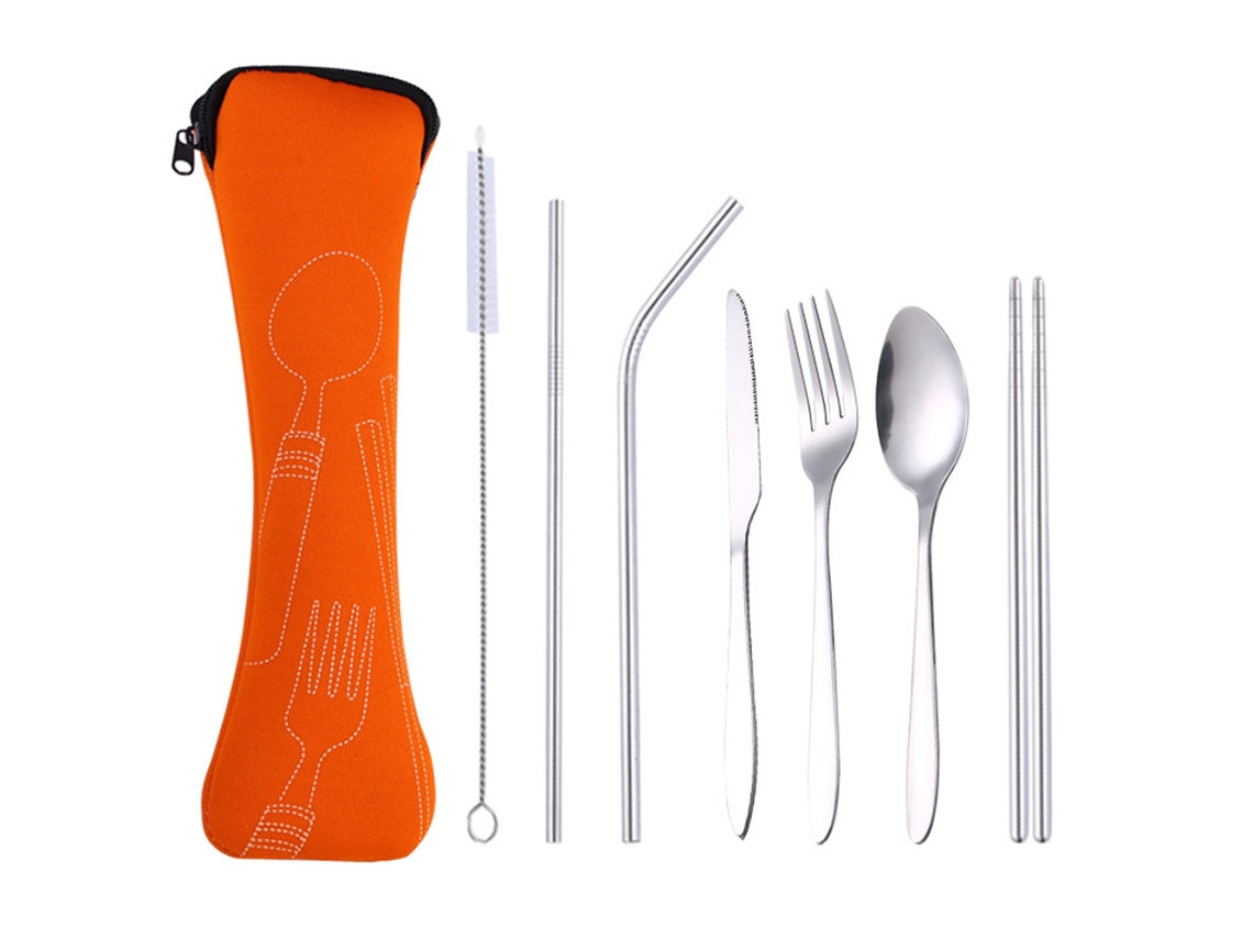 Conjunto de Talheres Portátil em Aço Inoxidável para Exteriores Conjunto de Sete Peças NEVEANCE