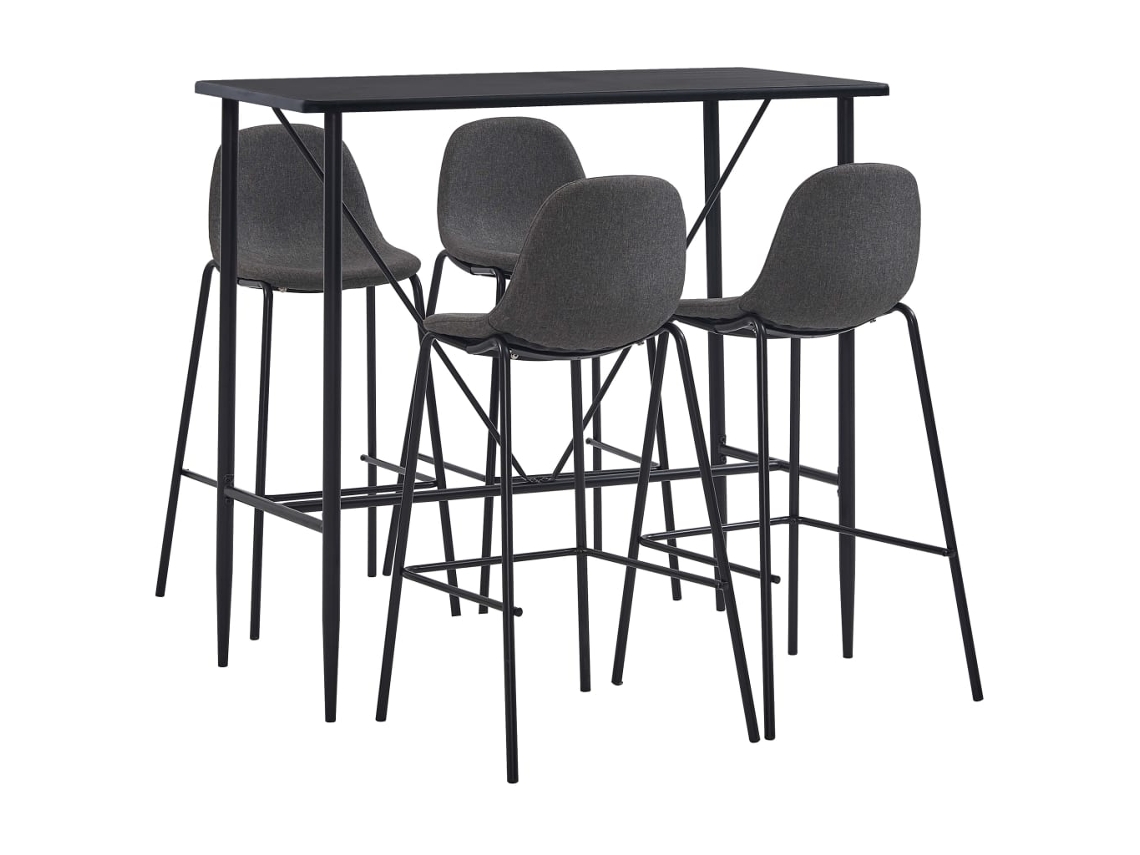 Vidaxl 5 Pcs Conjunto De Bar Tecido Cinzento-escuro