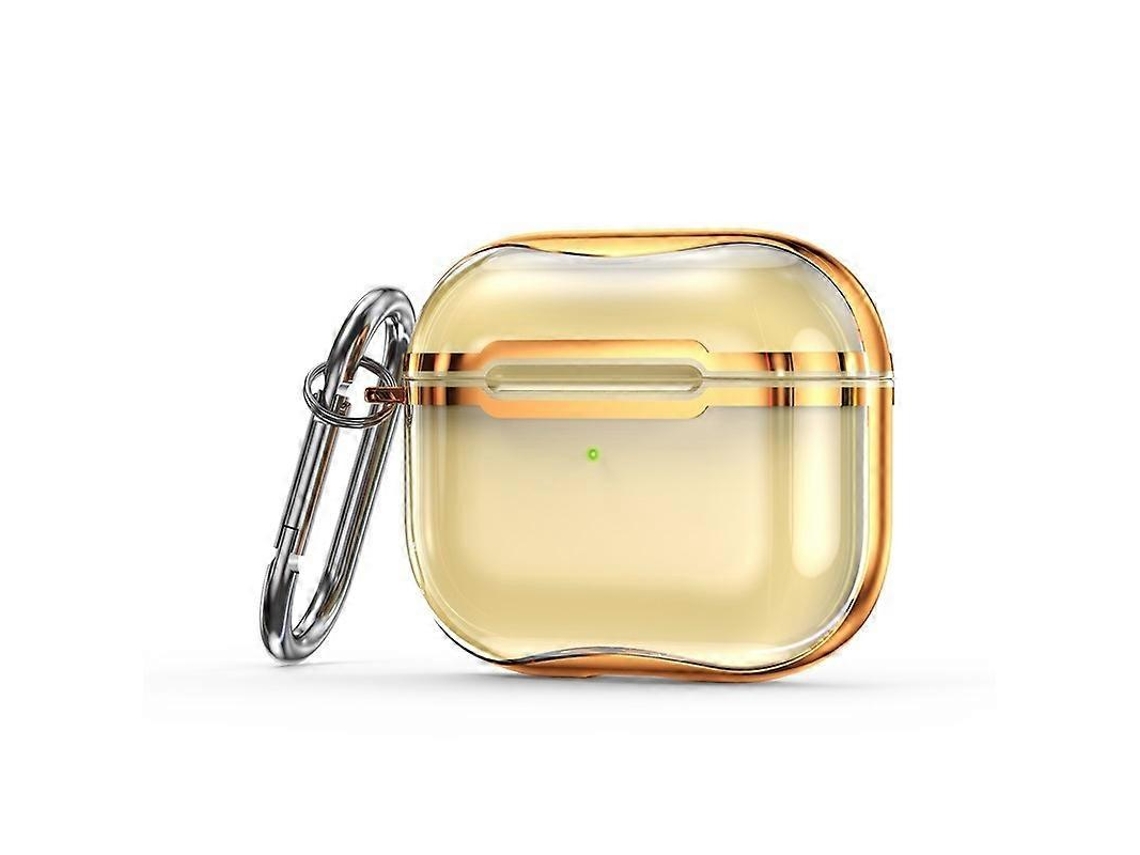 Camada protetora transparente em TPU com moldagem galvanizada e gancho para AirPods 3. GIECY