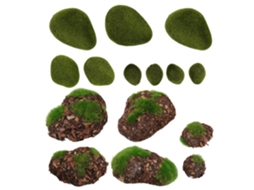 Pedras Artificiais de Musgo Kichouse Feitas de Espuma, 14 Peças com Design de Musgo. Decoração Criativa para Jardim e CHABERLU