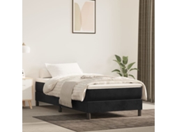 Cama Com Molas/colchão 100x200 Cm Veludo Preto