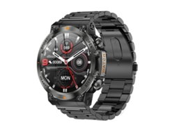 Smartwatch (preto + Pulseira De Aço Preta), Com Suporte Para Monitoramento De Pressão Arterial, Frequência Cardíaca, Atividades Físicas E Saúde