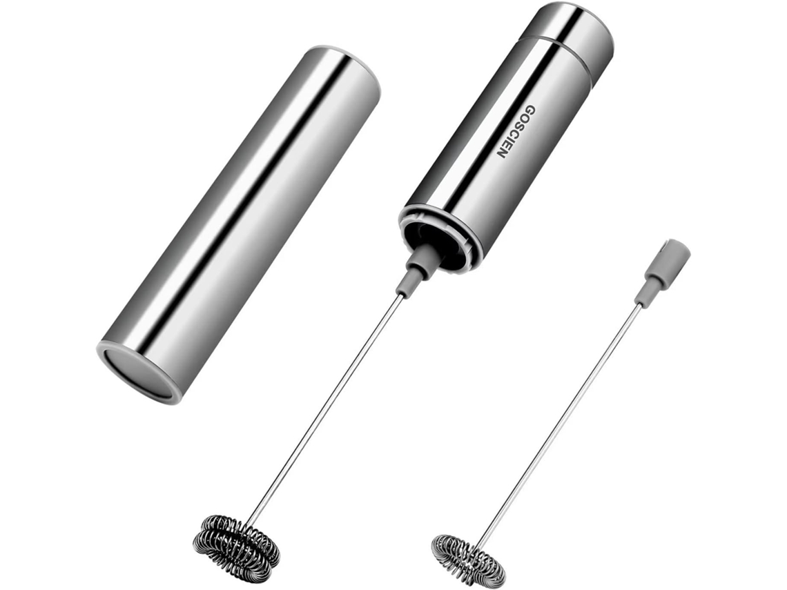 Espumador De Leite Portátil - Alimentado Por Bateria Com 2 Batedores Aço Inoxidável Para Cappuccino, Latte E Café.