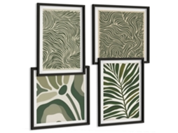 Composição De Quadros Formas Vegetais Abstratas Boho Espelharte (4 Peças)