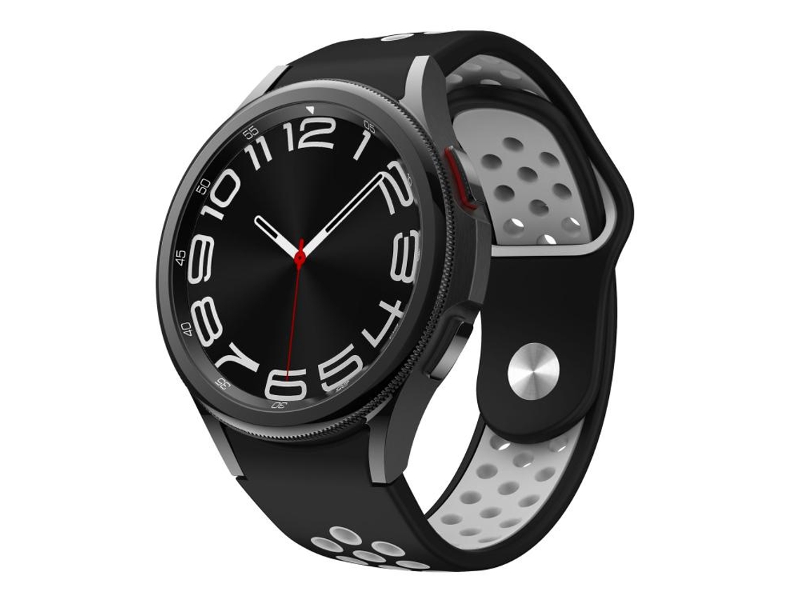 Bracelete Silicone com Fivela Reversa Preto e Cinza para Samsung Galaxy Watch Fe/7/6/5/4 XIAOMOYU