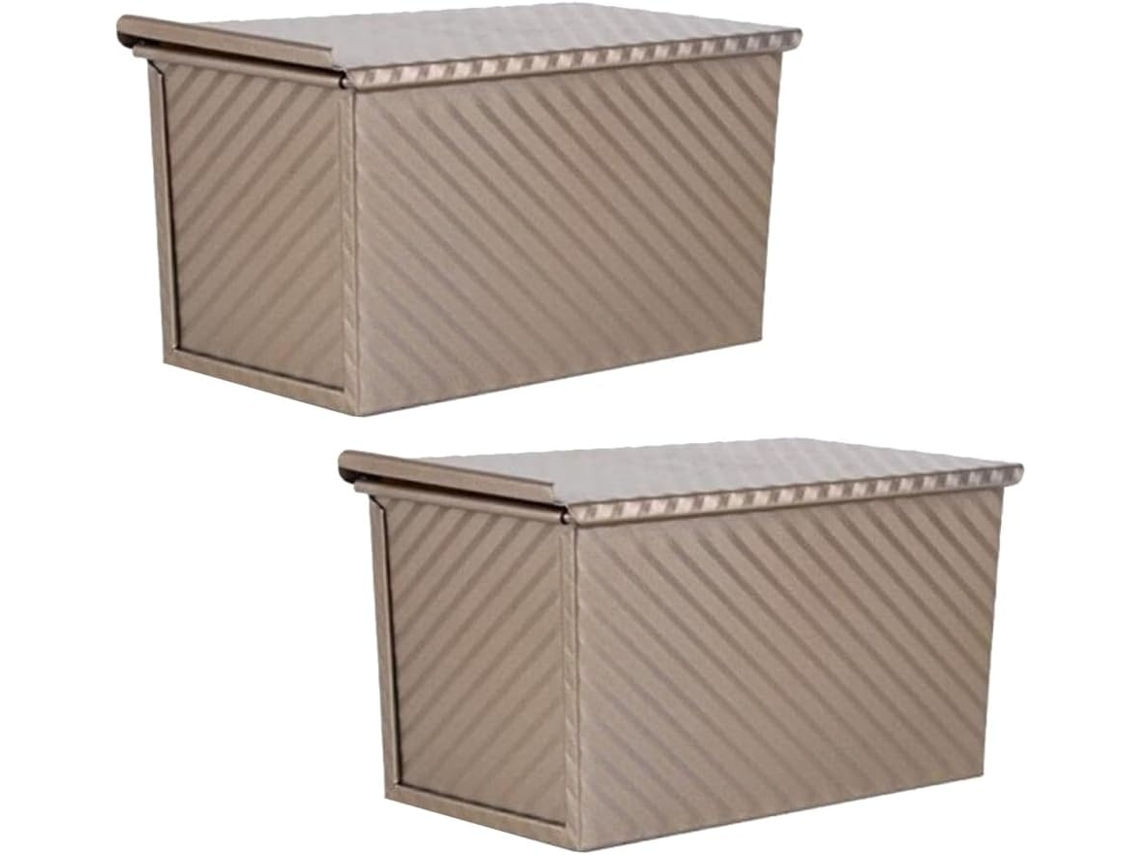Conjunto De 2 Formas Antiaderentes Para Pão Com Tampas, Forma De Aço Inoxidável Para Pão, Torradas E Gokoco