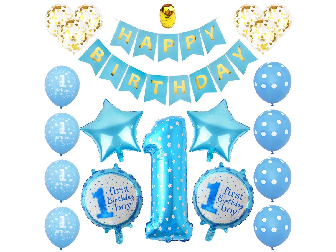 Conjunto De Decoração De Aniversário De 1 Ano Com Balões E Suprimentos Para Festa Para Menino E Menina (azul)