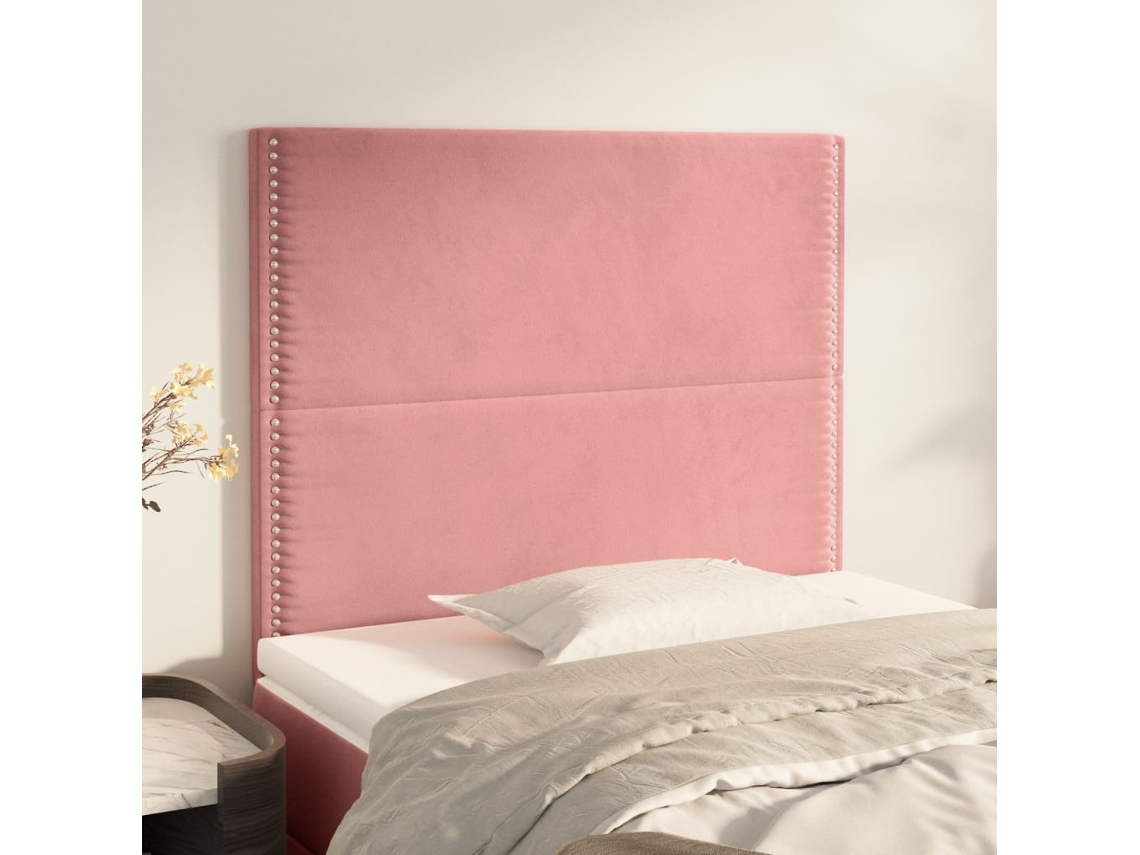 Vidaxl Cabeceira Rosa 80x5x118/128 Cm Veludo