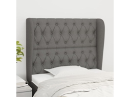 Vidaxl Cabeceira Cama C/ Abas Tecido 103x23x118/128 Cm Cinzento-escuro