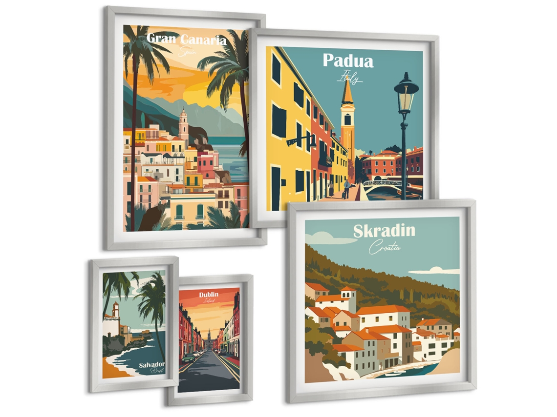 Quadros Decorativos Para Parede Dentes-de-leão Com Gotas De Água Moldura Prateada Quadros Para O Escritório Espelharte (conjunto De 5 Imagens)