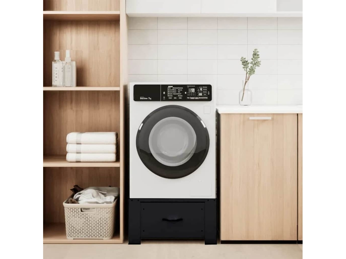 Vidaxl Pedestal Para Máquina De Lavar Preto 64 X 55 X 32,5 Cm Aço