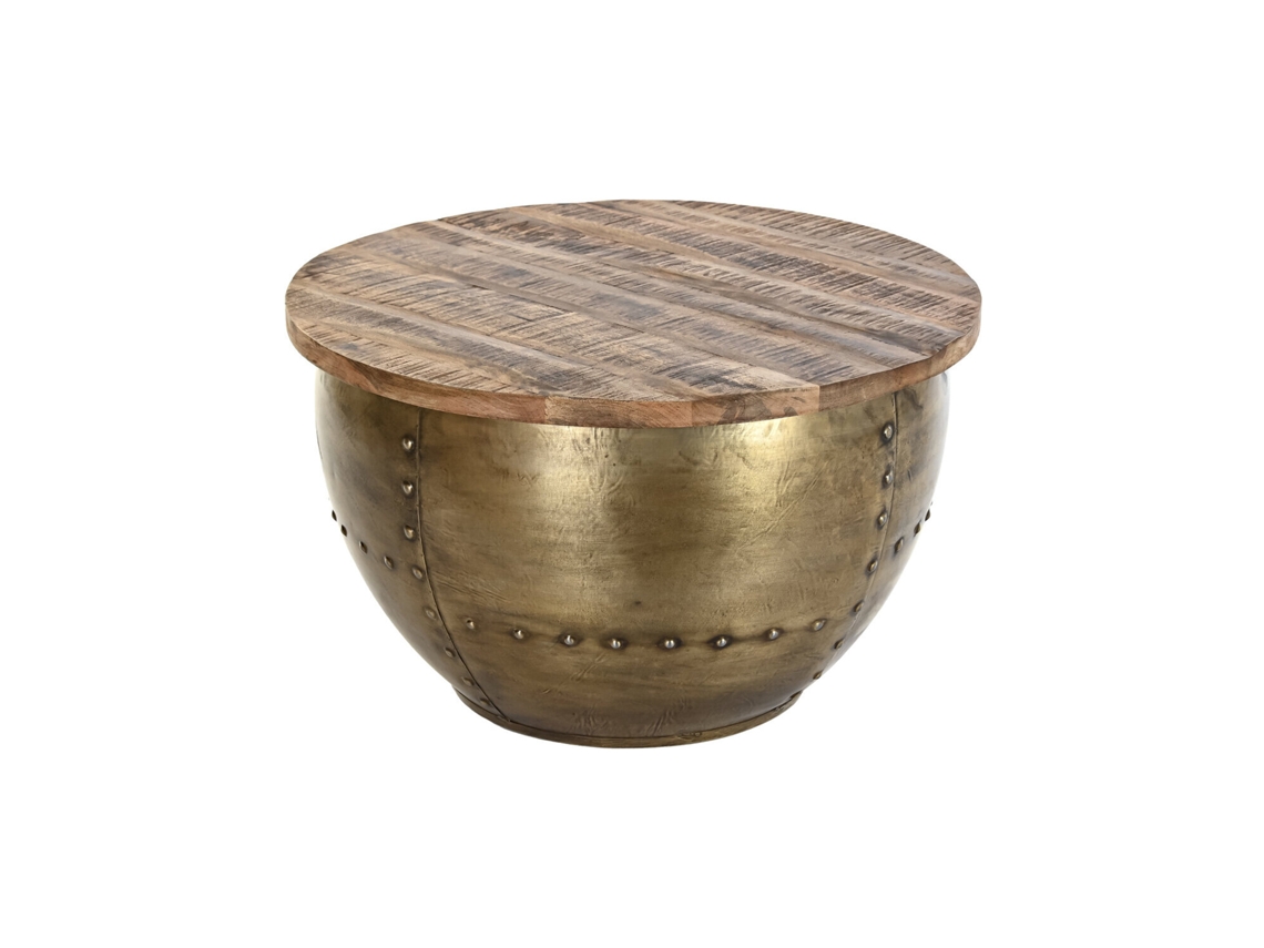 Mesa de centro com puxador de metal dourado, 68x68x44cm ALEXANDRA HOUSE LIVING