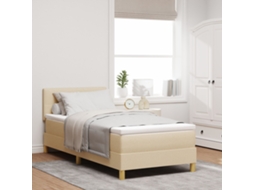 Cama Box Spring Com Colchão Creme 80x200 Cm Tecido